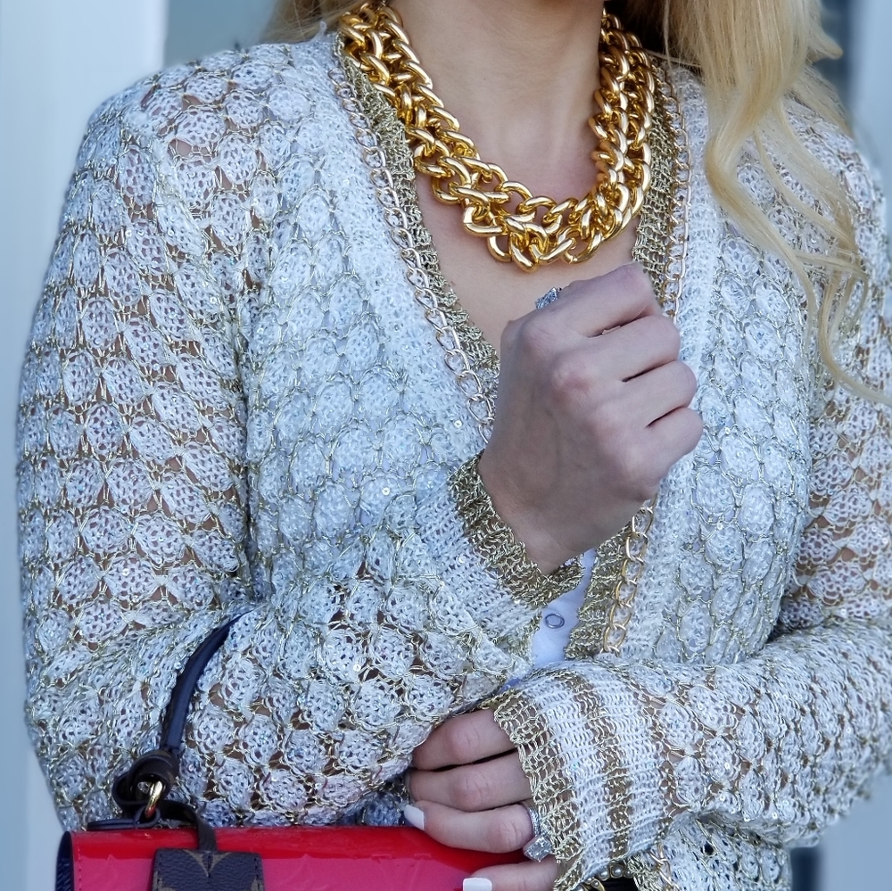 HOLIDAY COLLECTION - Metallic detailed Cardigan - Picture 2 of 2